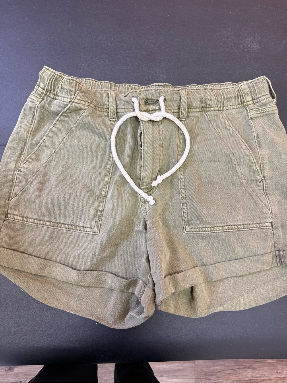 American Eagle Outfitters Olive Utility Drawstring Jean Shorts